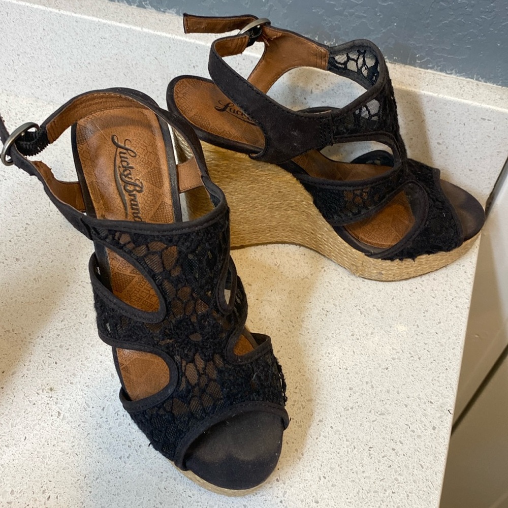 Lucky black wedge Shoes. Size 6